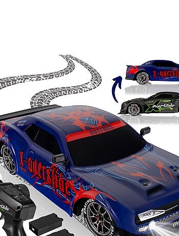 Coche teledirigido OVERMAX - X-Tireburner - 2 carrocerías - Luces LED - Batería de 40 min de duració