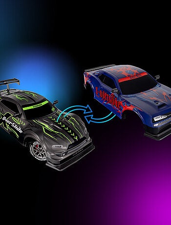 Coche teledirigido OVERMAX - X-Tireburner - 2 carrocerías - Luces LED - Batería de 40 min de duració