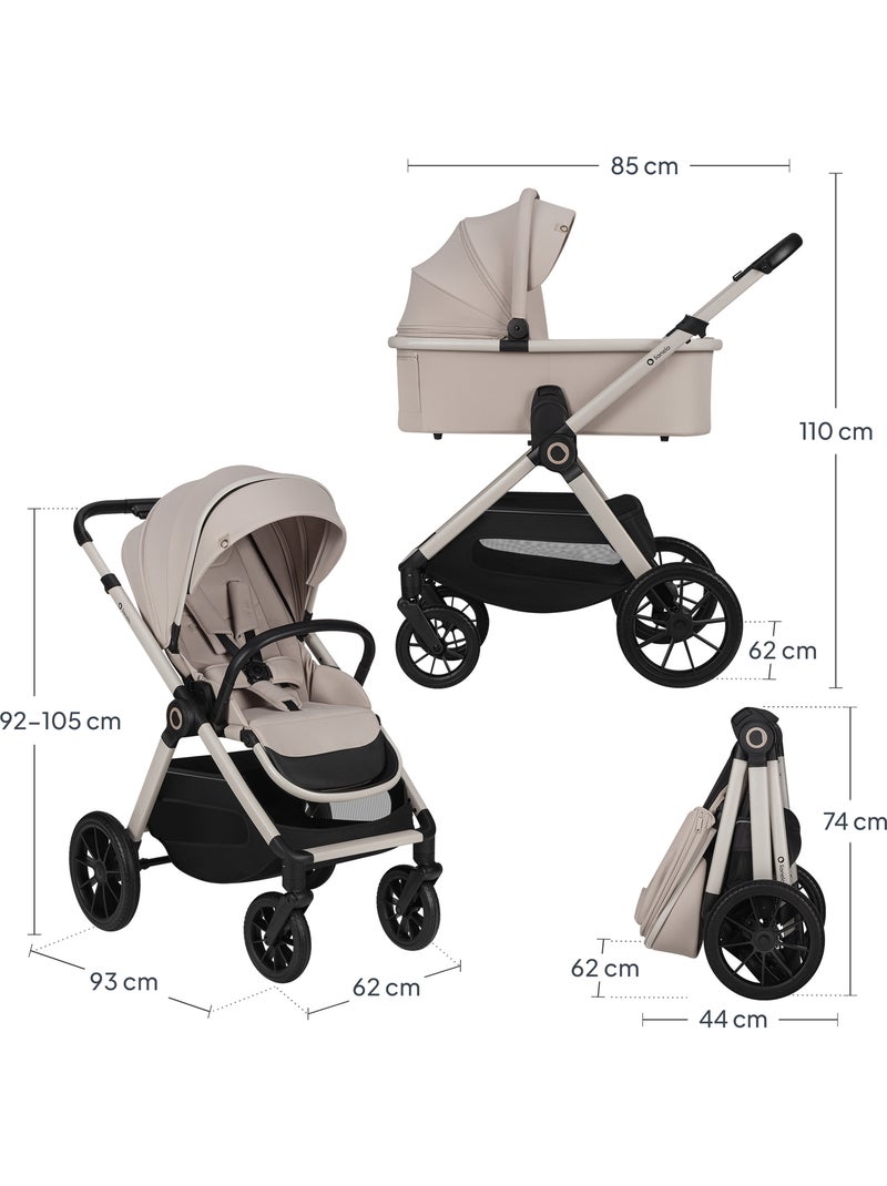 Cochecito 2 en 1 LIONELO Layla - Pack de cochecito, capazo y accesorios -  Hasta 22 kg Beige - Kiabi