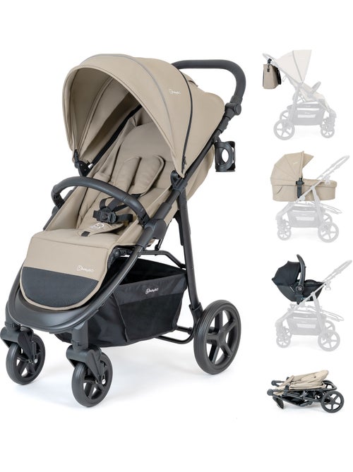 Cochecito 3 en 1 con silla de auto, capazo y asiento deportivo Evolution – babyGO - Kiabi Cochecito 3 en 1 con silla de auto, capazo y asiento deportivo Evolution – babyGO - Kiabi