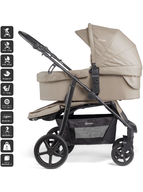 Cochecito 3 en 1 con silla de auto, capazo y asiento deportivo Evolution – babyGO - Kiabi Cochecito 3 en 1 con silla de auto, capazo y asiento deportivo Evolution – babyGO - Kiabi