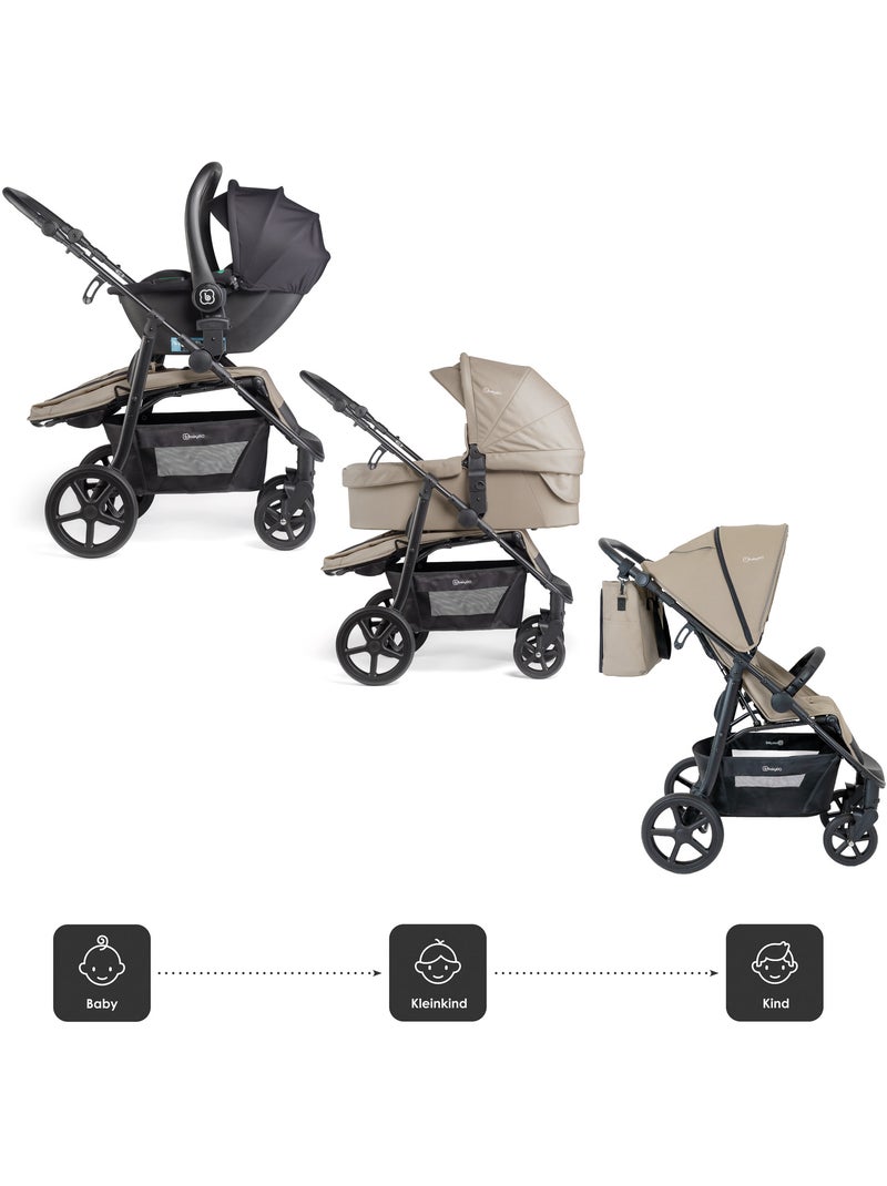 Cochecito 3 en 1 con silla de auto, capazo y asiento deportivo Evolution – babyGO Beige - Kiabi