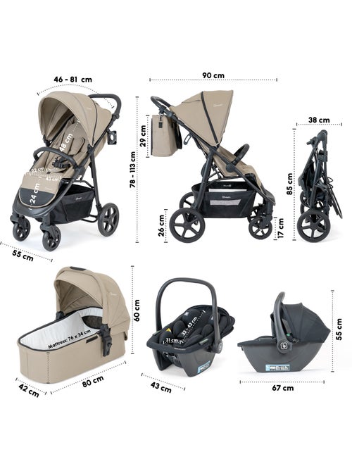 Cochecito 3 en 1 con silla de auto, capazo y asiento deportivo Evolution – babyGO - Kiabi Cochecito 3 en 1 con silla de auto, capazo y asiento deportivo Evolution – babyGO - Kiabi