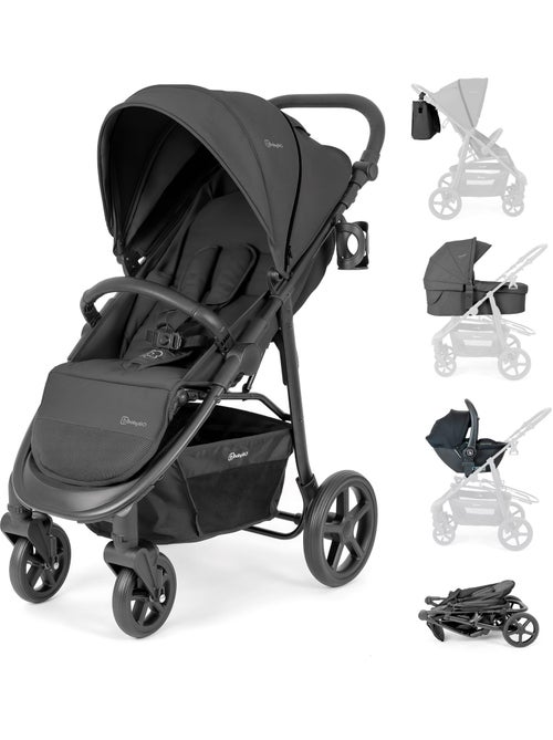 Cochecito 3 en 1 con silla de auto, capazo y asiento deportivo Evolution Black – babyGO - Kiabi
