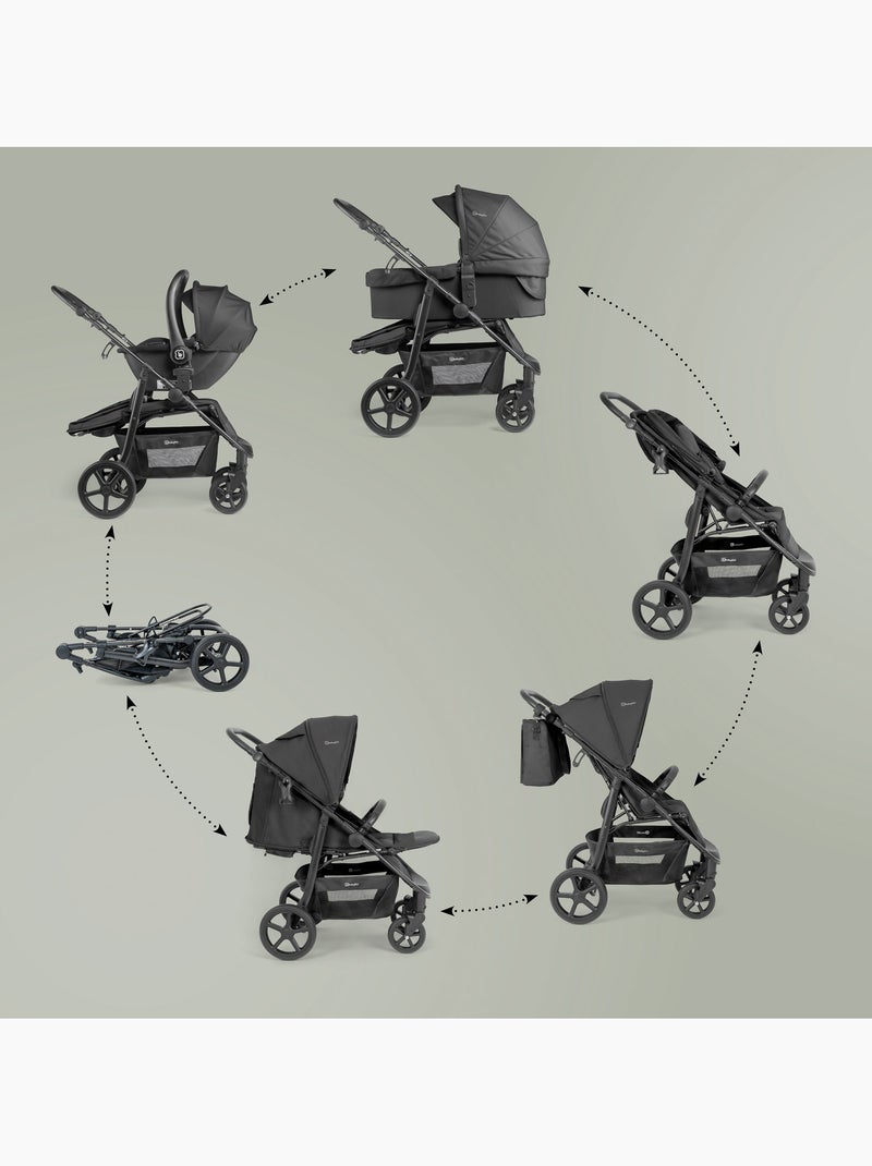 Cochecito 3 en 1 con silla de auto, capazo y asiento deportivo Evolution Black – babyGO Negro - Kiabi