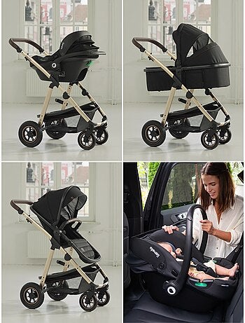 Cochecito 3 en 1 LIONELO Amber - 0-22 kg - Cochecito, capazo, silla de coche, bolso y accesorios