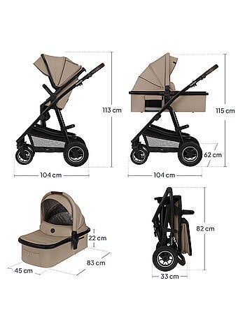 Cochecito 3 en 1 LIONELO Amber - 0-22 kg - Cochecito, capazo, silla de coche, bolso y accesorios