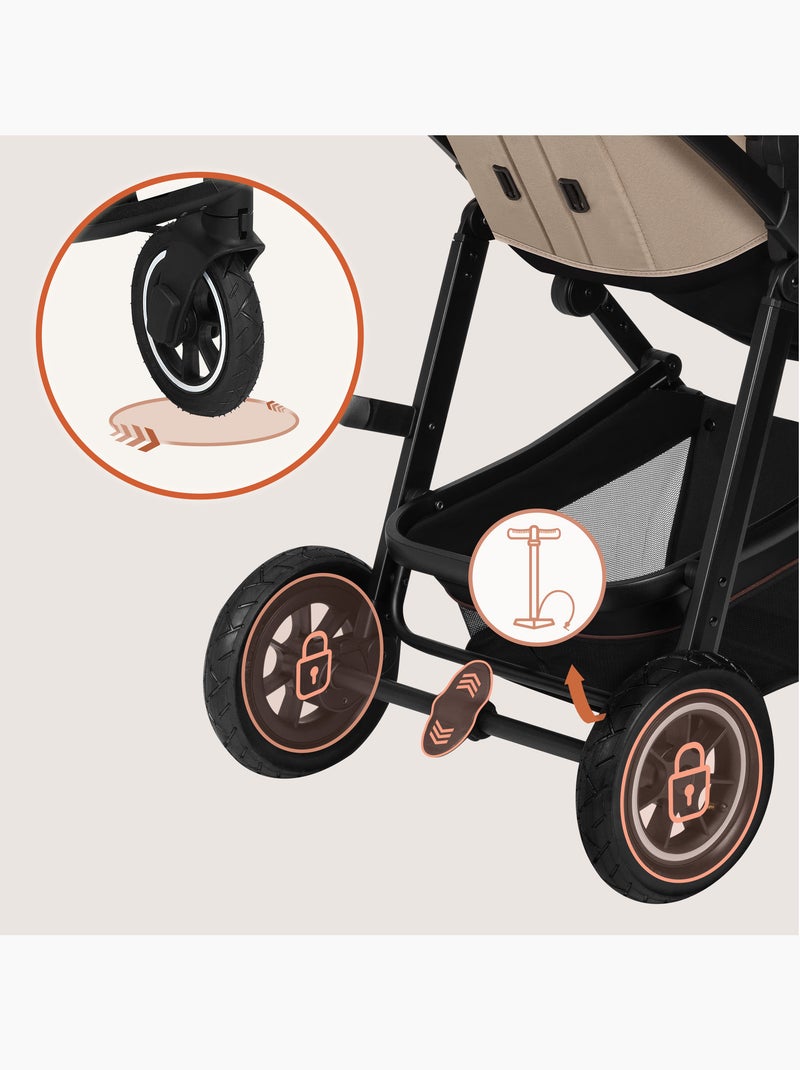 Cochecito 3 en 1 LIONELO Amber - 0-22 kg - Cochecito, capazo, silla de coche, bolso y accesorios Beige - Kiabi