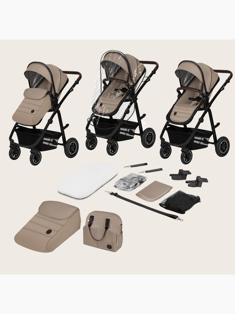 Cochecito 3 en 1 LIONELO Amber - 0-22 kg - Cochecito, capazo, silla de coche, bolso y accesorios Beige - Kiabi