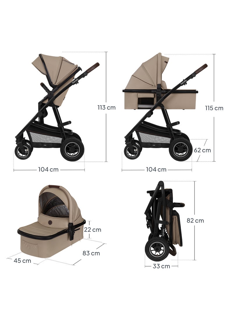Cochecito 3 en 1 LIONELO Amber - 0-22 kg - Cochecito, capazo, silla de coche, bolso y accesorios Beige - Kiabi