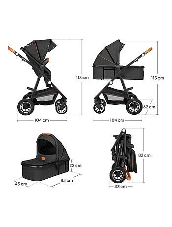 Cochecito 3 en 1 LIONELO Amber - 0-22 kg - Cochecito, capazo, silla de coche, bolso y accesorios