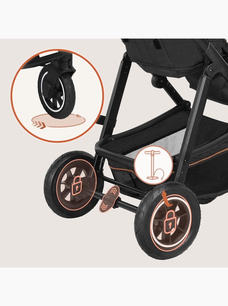 Cochecito 3 en 1 LIONELO Amber - 0-22 kg - Cochecito, capazo, silla de coche, bolso y accesorios Gris oscuro - Kiabi