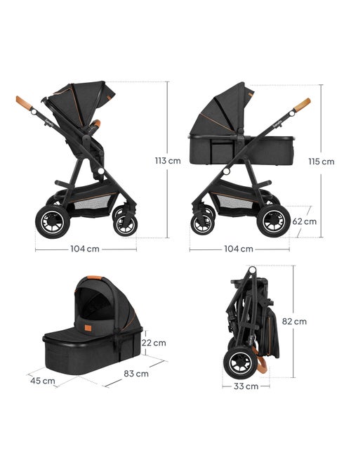 Cochecito 3 en 1 LIONELO Amber - 0-22 kg - Cochecito, capazo, silla de coche, bolso y accesorios - Kiabi