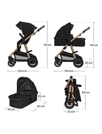 Cochecito 3 en 1 LIONELO Amber - 0-22 kg - Cochecito, capazo, silla de coche, bolso y accesorios