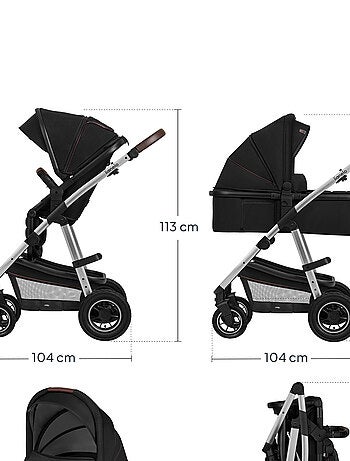 Cochecito 3 en 1 LIONELO Amber - 0-22 kg - Cochecito, capazo, silla de coche, bolso y accesorios