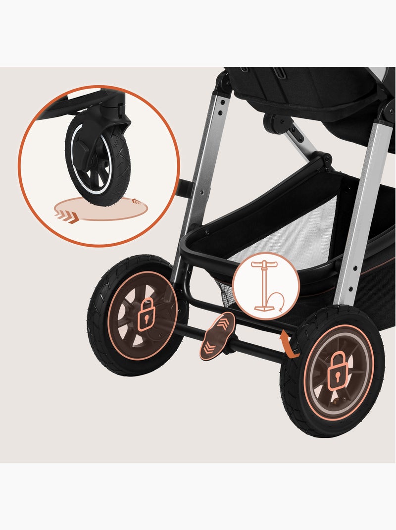 Cochecito 3 en 1 LIONELO Amber - 0-22 kg - Cochecito, capazo, silla de coche, bolso y accesorios Negro Plateado - Kiabi