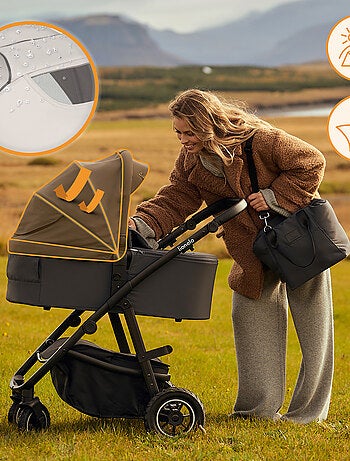 Cochecito 3 en 1 LIONELO Amber Plus: Pack de cochecito, capazo, silla de auto, bolso y accesorios