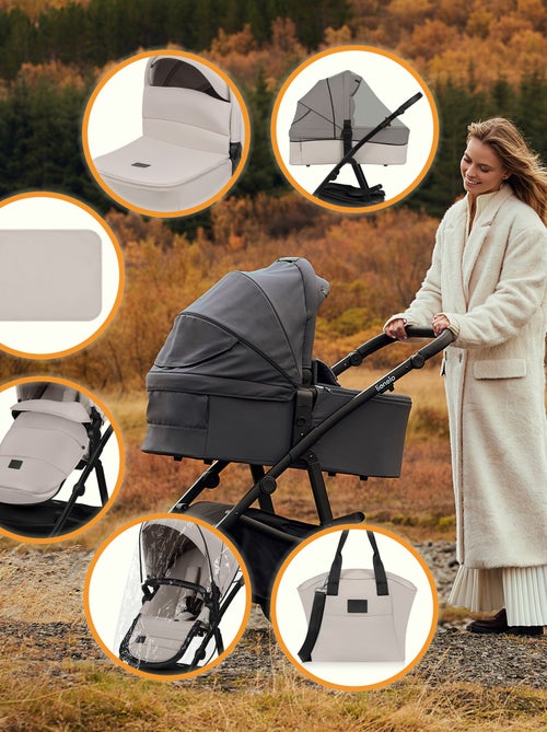 Cochecito 3 en 1 LIONELO Amber Plus: Pack de cochecito, capazo, silla de auto, bolso y accesorios - Kiabi