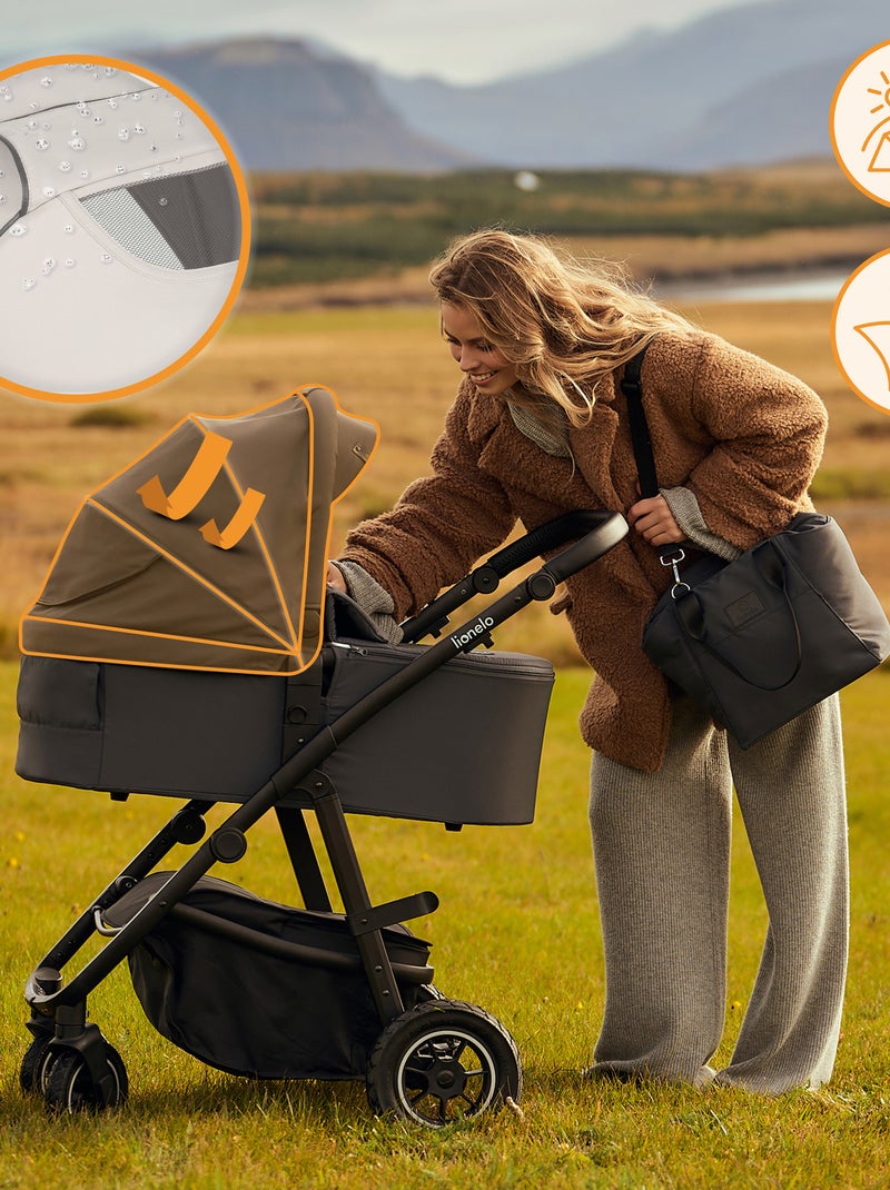 Cochecito 3 en 1 LIONELO Amber Plus: Pack de cochecito, capazo, silla de auto, bolso y accesorios Beige - Kiabi