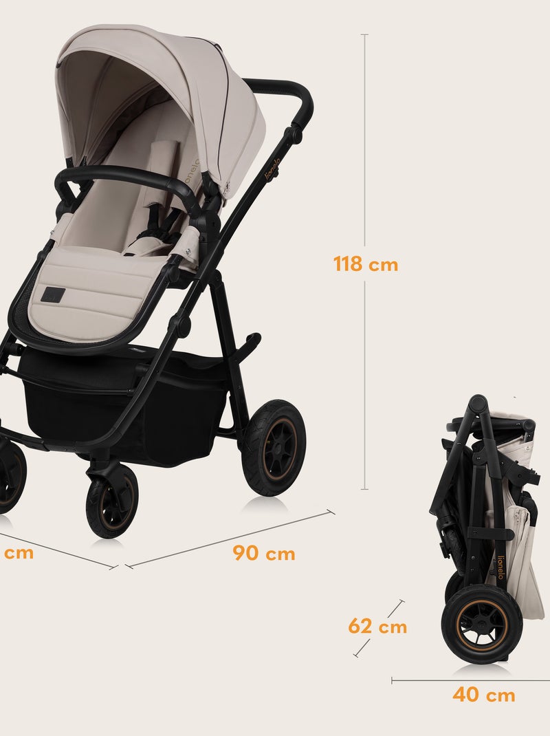 Cochecito 3 en 1 LIONELO Amber Plus: Pack de cochecito, capazo, silla de auto, bolso y accesorios Beige - Kiabi