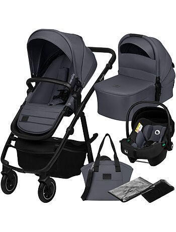 Cochecito 3 en 1 LIONELO Amber Plus: Pack de cochecito, capazo, silla de auto, bolso y accesorios