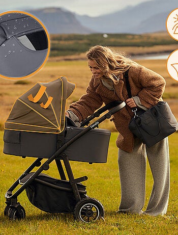 Cochecito 3 en 1 LIONELO Amber Plus: Pack de cochecito, capazo, silla de auto, bolso y accesorios