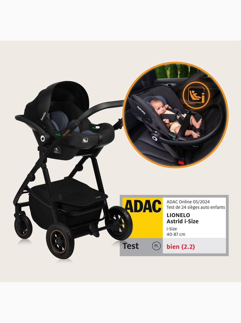 Cochecito 3 en 1 LIONELO Amber Plus: Pack de cochecito, capazo, silla de auto, bolso y accesorios Gris - Kiabi