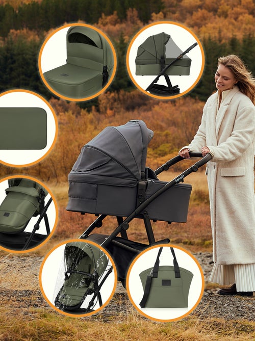 Cochecito 3 en 1 LIONELO Amber Plus: Pack de cochecito, capazo, silla de auto, bolso y accesorios - Kiabi