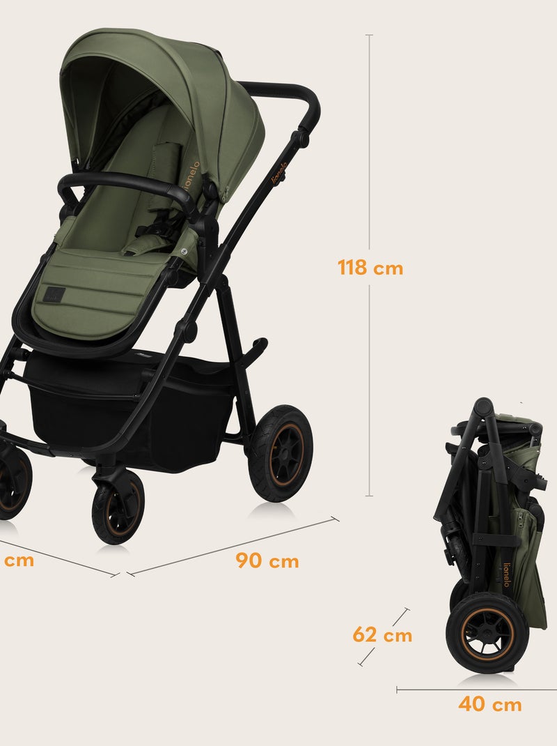 Cochecito 3 en 1 LIONELO Amber Plus: Pack de cochecito, capazo, silla de auto, bolso y accesorios Verde - Kiabi