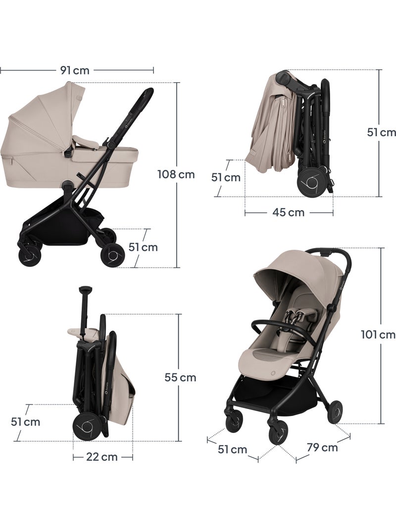 Cochecito 3 en 1 LIONELO Sia - Ultraligero - Pack compacto - Capazo - Silla de coche - Accesorios Beige - Kiabi