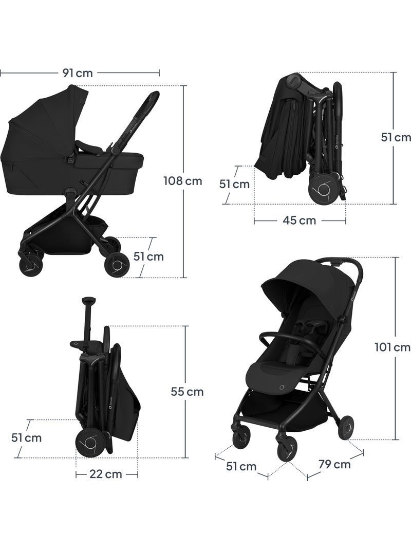 Cochecito 3 en 1 LIONELO Sia - Ultraligero - Pack compacto - Capazo - Silla de coche - Accesorios Negro - Kiabi