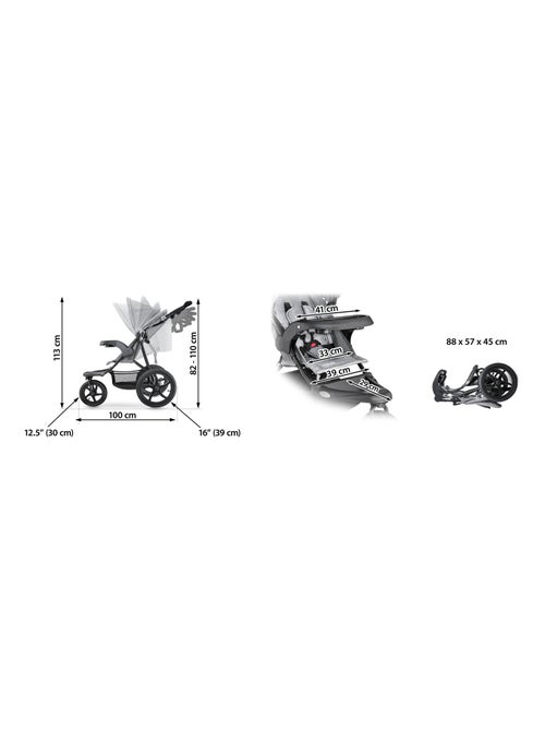 Cochecito 3 ruedas plegable arnés 5 puntos HyperMotion - Kiabi Cochecito 3 ruedas plegable arnés 5 puntos HyperMotion - Kiabi