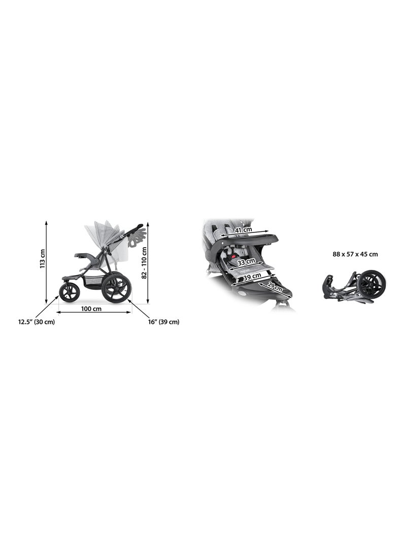 Cochecito 3 ruedas plegable arnés 5 puntos HyperMotion N/D - Kiabi