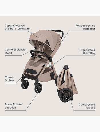 Cochecito compacto lionelo bett- ligero y plegable - hasta 22 kg