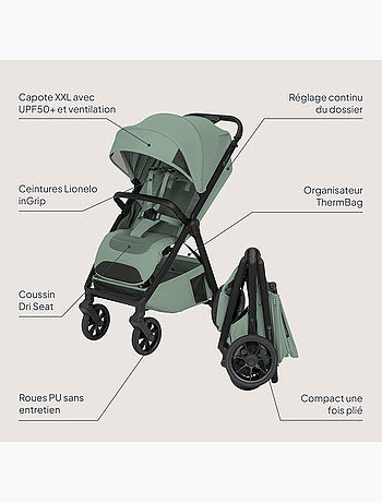 Cochecito compacto lionelo bett- ligero y plegable - hasta 22 kg