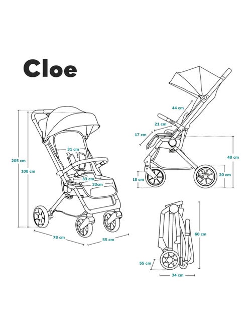 Cochecito compacto LIONELO Cloe - Ligero y plegable - Hasta 22 kg - Kiabi