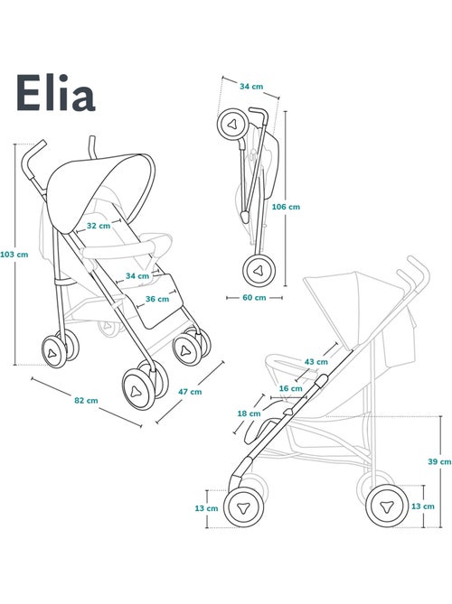 Cochecito compacto LIONELO Elia - Ligero - 6-36 meses - Mosquitera incluida - Kiabi