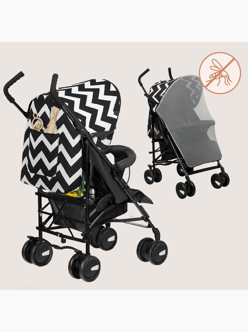 Cochecito compacto LIONELO Elia - Ligero - 6-36 meses - Mosquitera incluida Negro Blanco - Kiabi