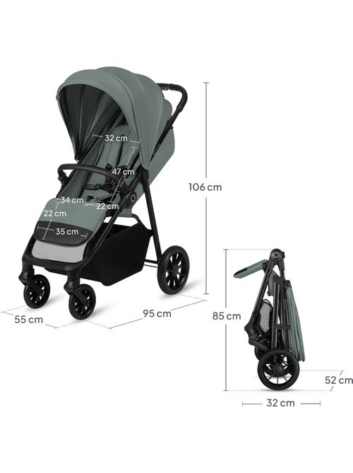 Cochecito compacto LIONELO Emerald - Ligero - Amortiguación - Plegable con una sola mano - Kiabi