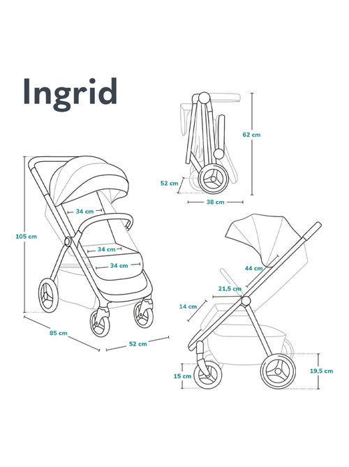 Cochecito compacto LIONELO Ingrid - Suspensión - Hasta 22 kg - Ligero y plegable - Kiabi