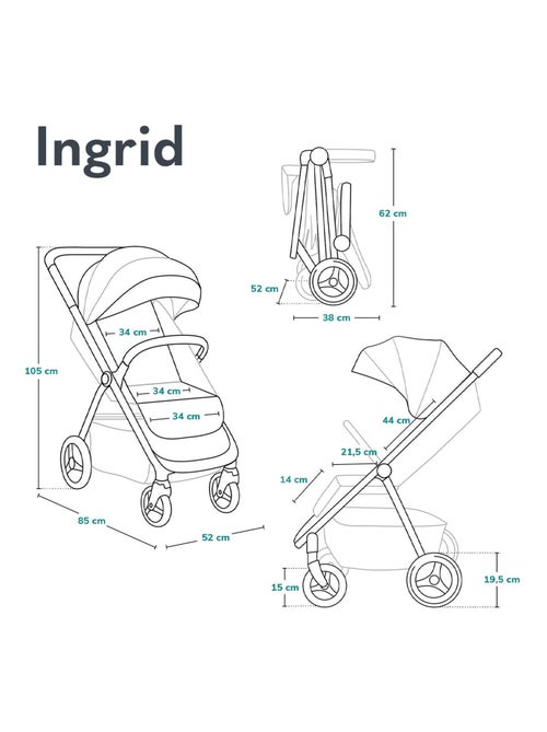 Cochecito compacto LIONELO Ingrid - Suspensión - Hasta 22 kg - Ligero y plegable - Kiabi