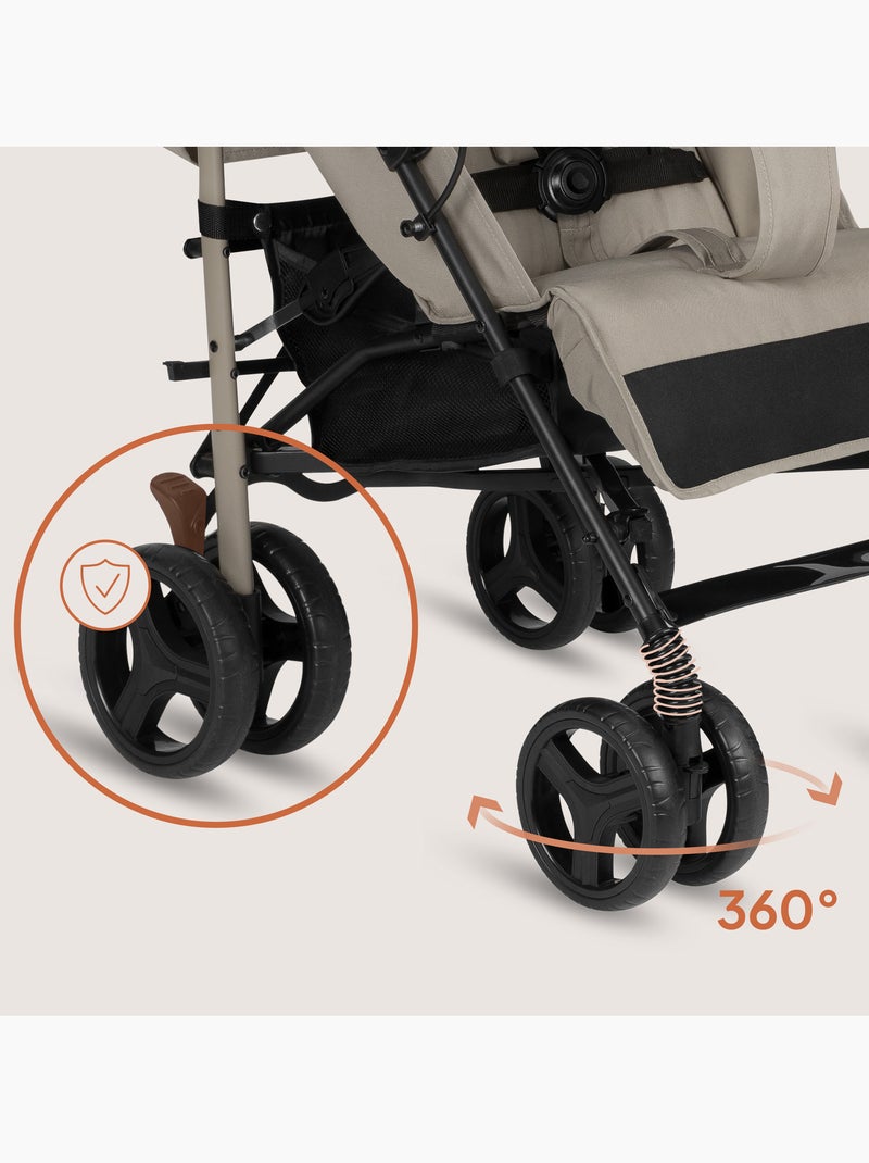 Cochecito compacto LIONELO Irma - 6-36 meses - Mosquitera incluida - Ligero - Amortiguadores delante Beige - Kiabi