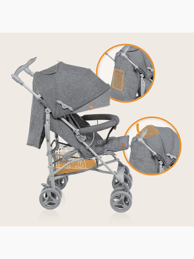 Cochecito compacto LIONELO Irma - 6-36 meses - Mosquitera incluida - Ligero - Amortiguadores delante Gris - Kiabi