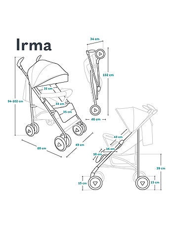 Cochecito compacto LIONELO Irma - 6-36 meses - Mosquitera incluida - Ligero - Amortiguadores delante