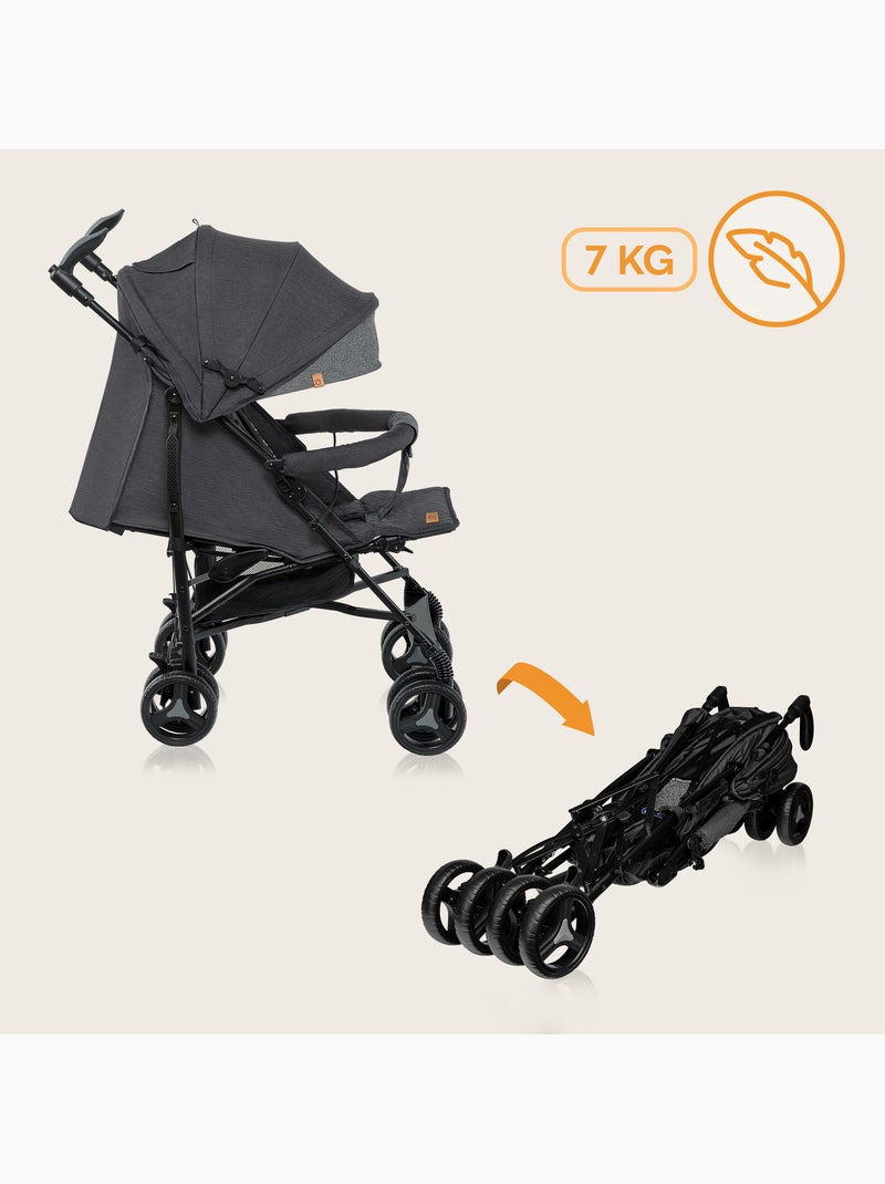 Cochecito compacto LIONELO Irma - 6-36 meses - Mosquitera incluida - Ligero - Amortiguadores delante Gris oscuro - Kiabi