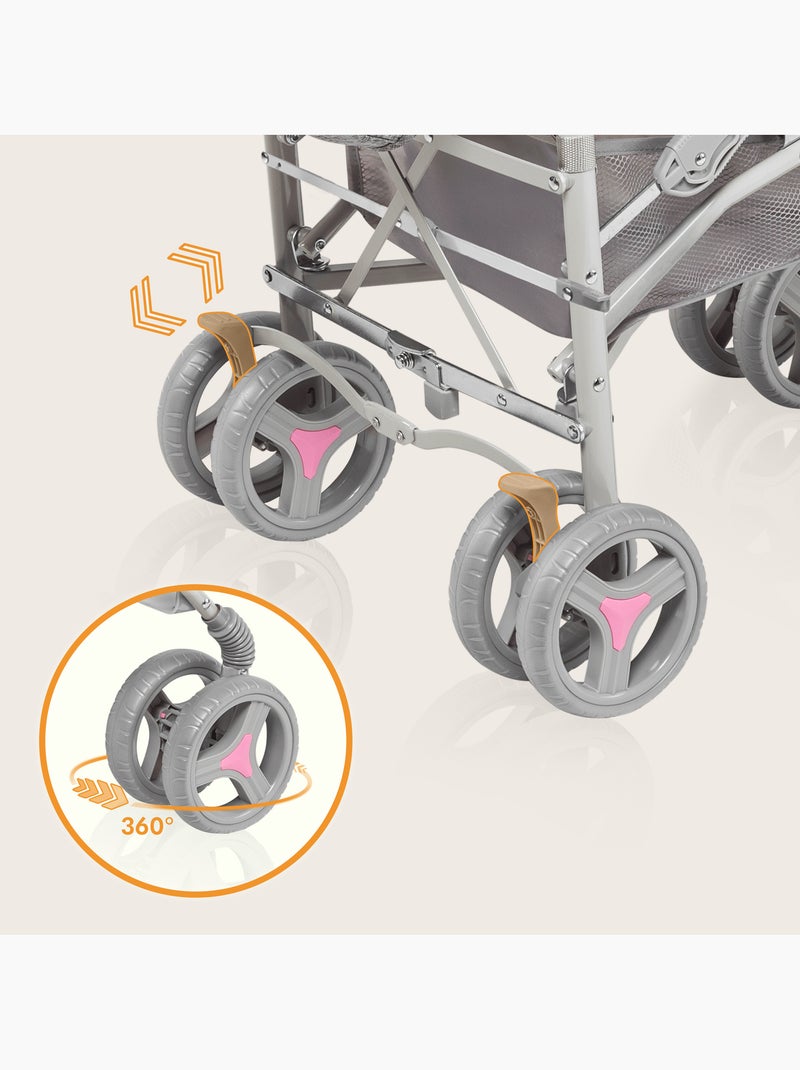 Cochecito compacto LIONELO Irma - 6-36 meses - Mosquitera incluida - Ligero - Amortiguadores delante Gris rosa - Kiabi