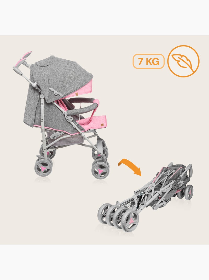 Cochecito compacto LIONELO Irma - 6-36 meses - Mosquitera incluida - Ligero - Amortiguadores delante Gris rosa - Kiabi