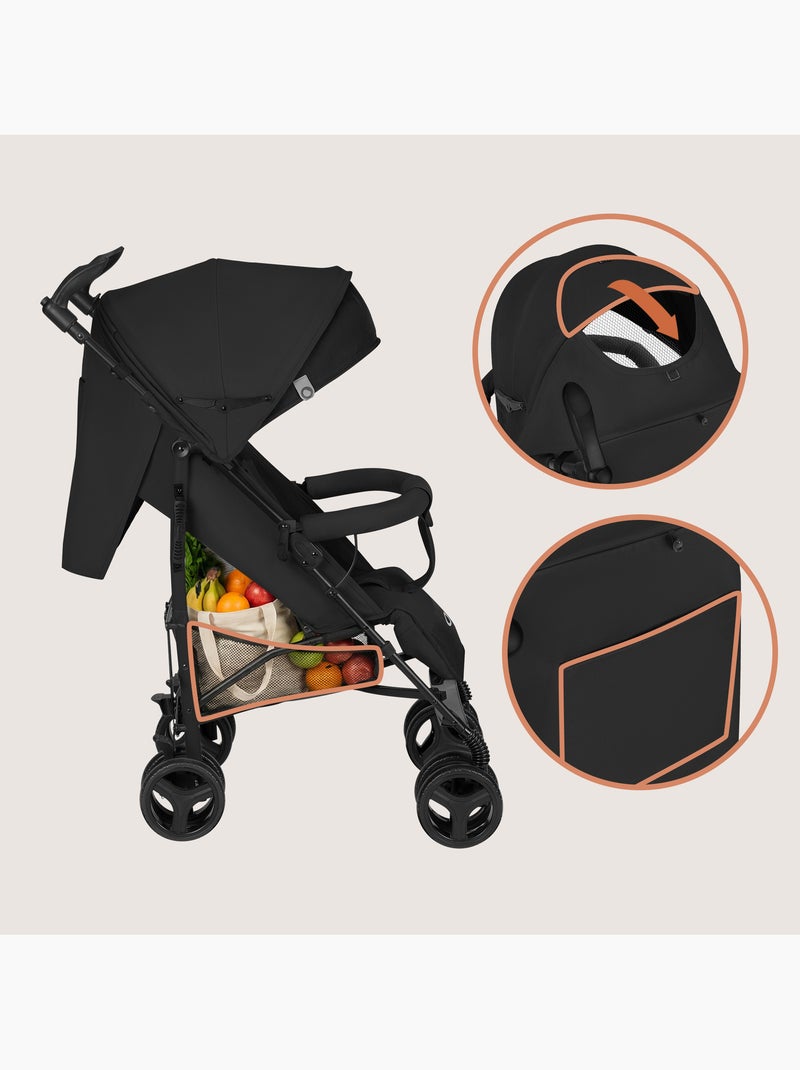 Cochecito compacto LIONELO Irma - 6-36 meses - Mosquitera incluida - Ligero - Amortiguadores delante Negro Negro - Kiabi