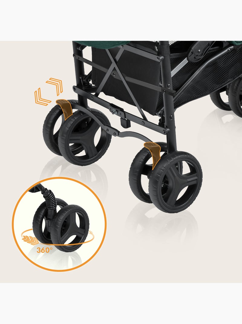 Cochecito compacto LIONELO Irma - 6-36 meses - Mosquitera incluida - Ligero - Amortiguadores delante Verde - Kiabi