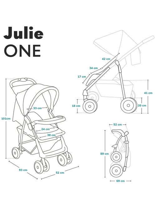 Cochecito compacto LIONELO Julie One - Hasta 22 kg - Ligero y plegable - Accesorios - Kiabi